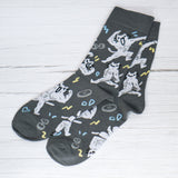 Buff Squiggle Cat Crew Socks