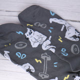 Buff Squiggle Cat Crew Socks