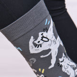 Buff Squiggle Cat Crew Socks