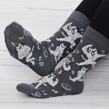 Buff Squiggle Cat Crew Socks