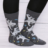 Buff Squiggle Cat Crew Socks