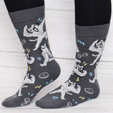 Buff Squiggle Cat Crew Socks