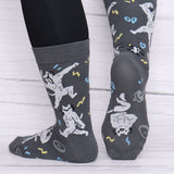 Buff Squiggle Cat Crew Socks