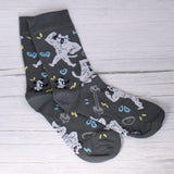 Buff Squiggle Cat Crew Socks