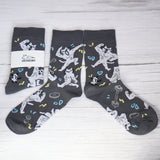 Buff Squiggle Cat Crew Socks