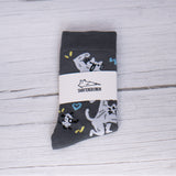 Buff Squiggle Cat Crew Socks
