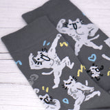 Buff Squiggle Cat Crew Socks