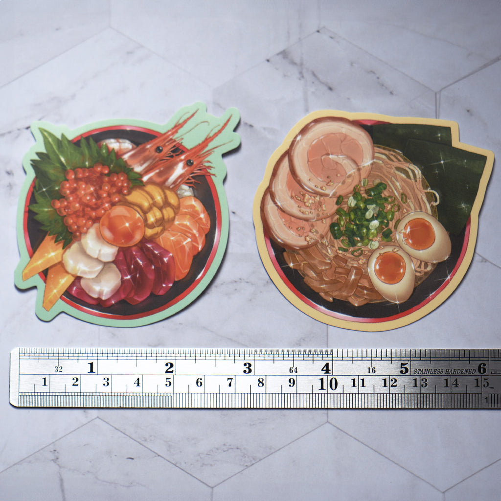 Ramen & Sushi Chirashidon 3" Stickers