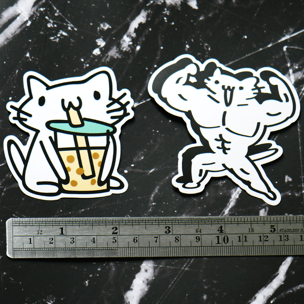 Squiggle Cats 3" Sticker Bobacat & Buff Cat