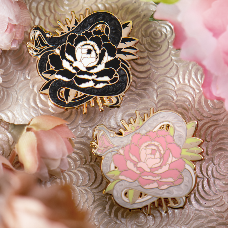 Peony Snake Pearl Pins