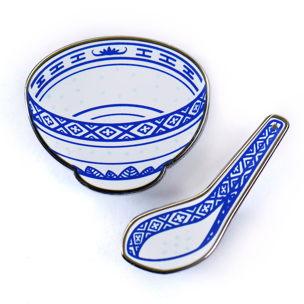 Chinese Porcelain Bowl & Spoon Pins