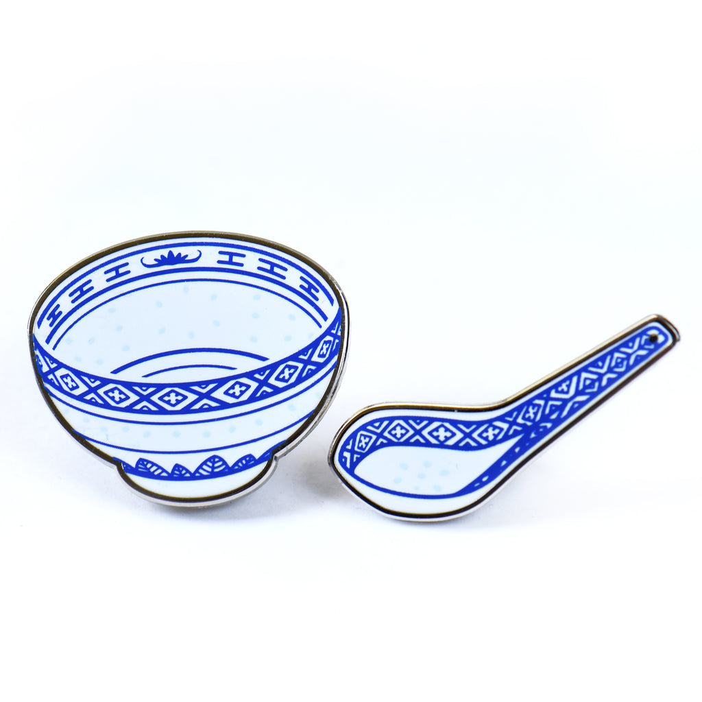 Chinese Porcelain Bowl & Spoon Pins