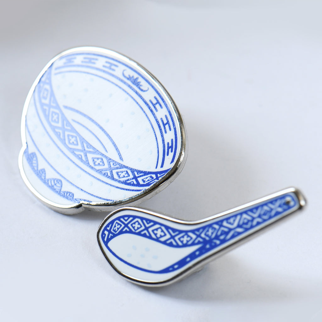 Chinese Porcelain Bowl & Spoon Pins