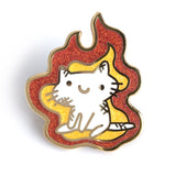 On Fire Squiggle Cat Pin