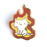On Fire Squiggle Cat Pin