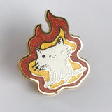 On Fire Squiggle Cat Pin