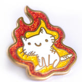 On Fire Squiggle Cat Pin