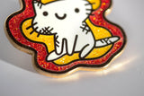 On Fire Squiggle Cat Pin