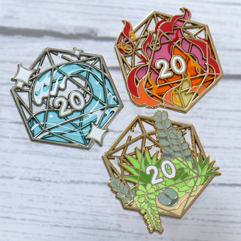 D20 Stained Glass Pins