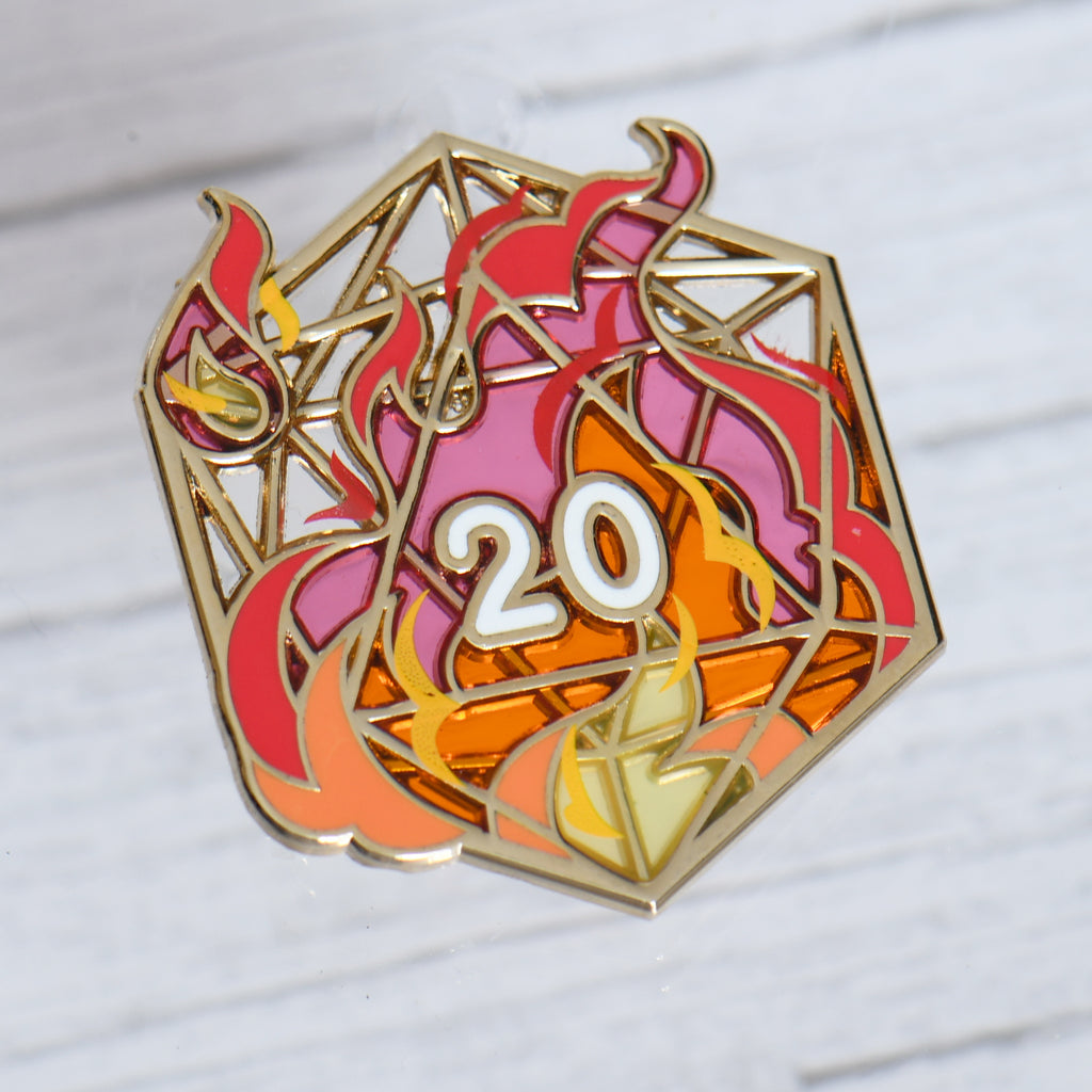 D20 Stained Glass Pins