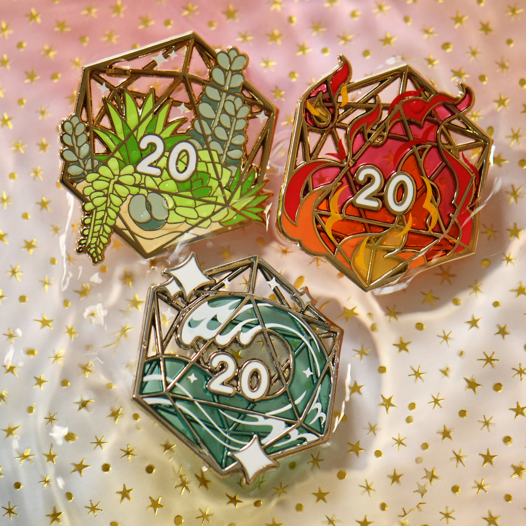 D20 Stained Glass Pins