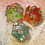 D20 Stained Glass Pins