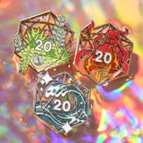 D20 Stained Glass Pins