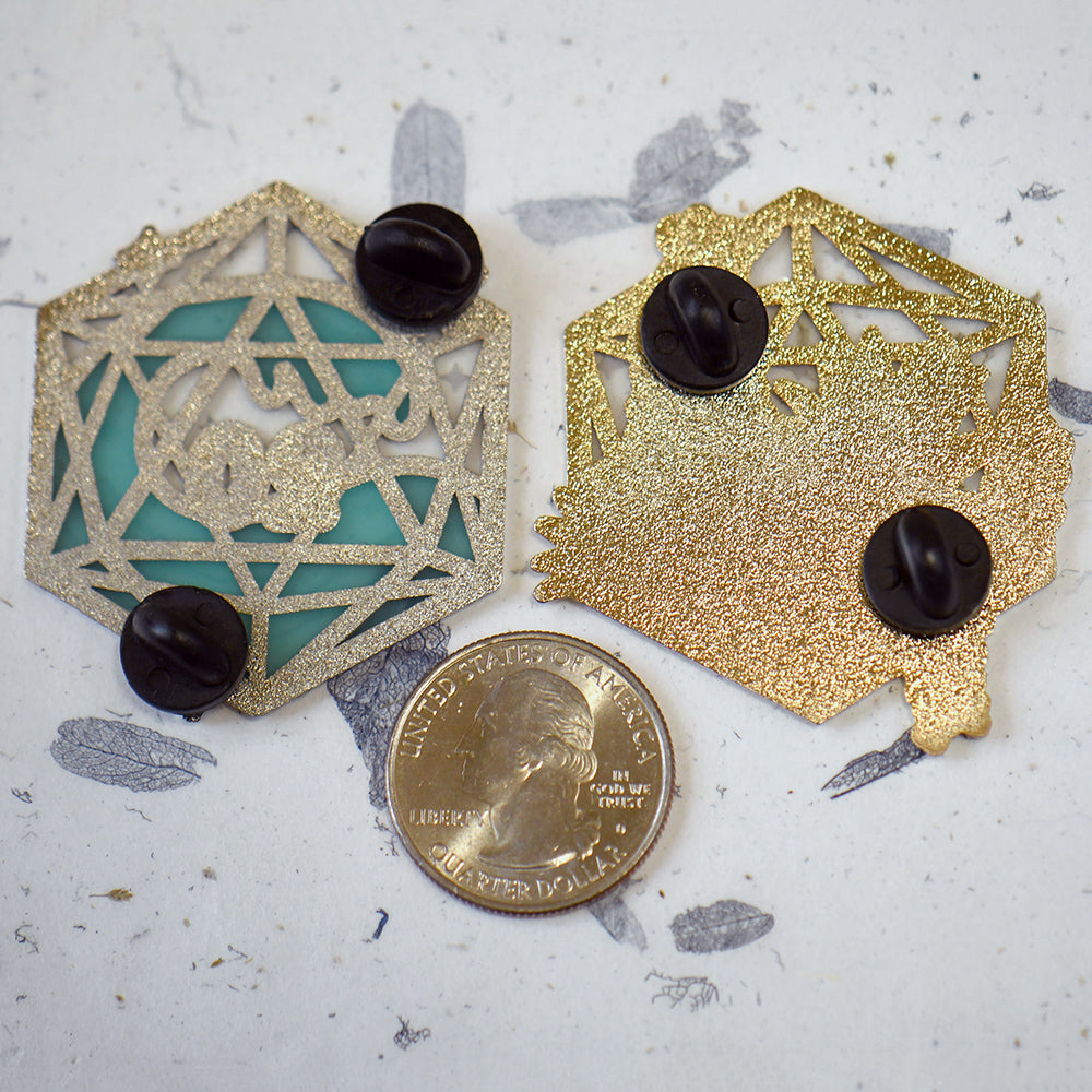 D20 Stained Glass Pins