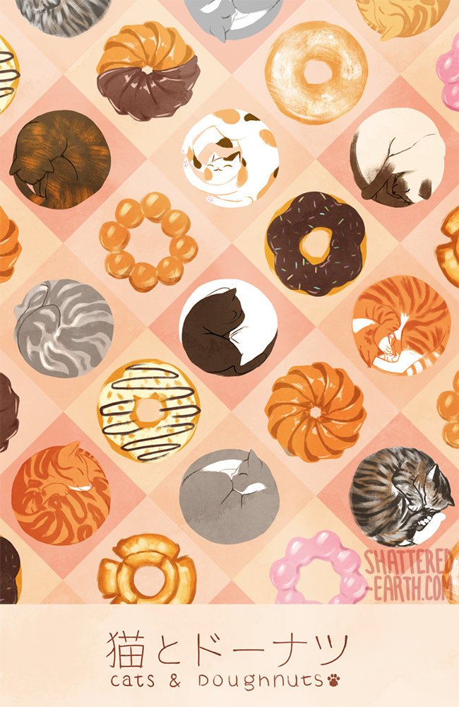 Cats & Donuts Art Print