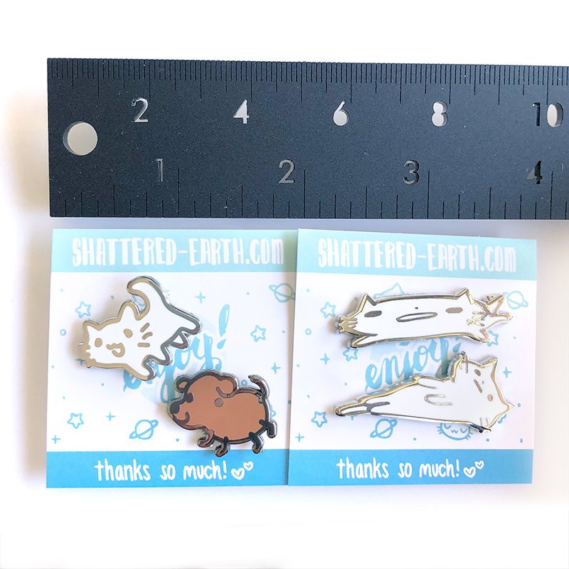 Squiggle Cat and Potato Dog Pins