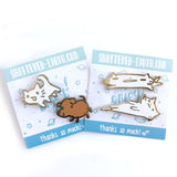 Squiggle Cat and Potato Dog Pins