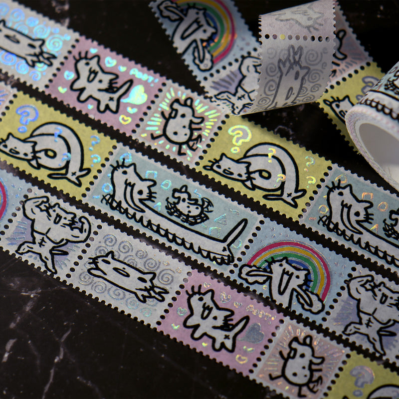 Squiggle Cat Foil Stamps Washi Tape