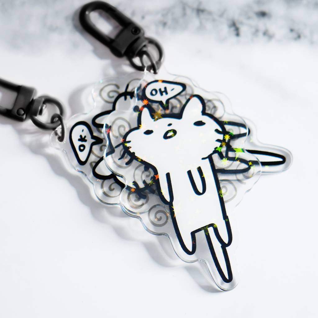 Squiggle Cat Droopy Keychain