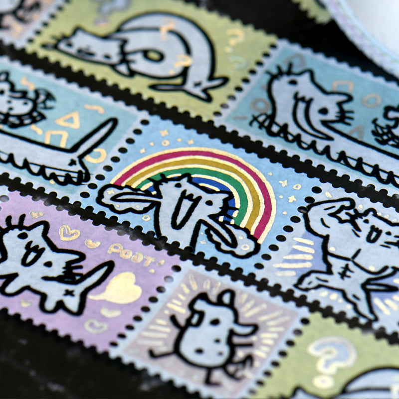 Squiggle Cat Foil Stamps Washi Tape