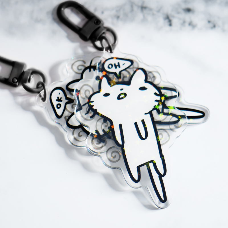 Squiggle Cat Droopy Keychain