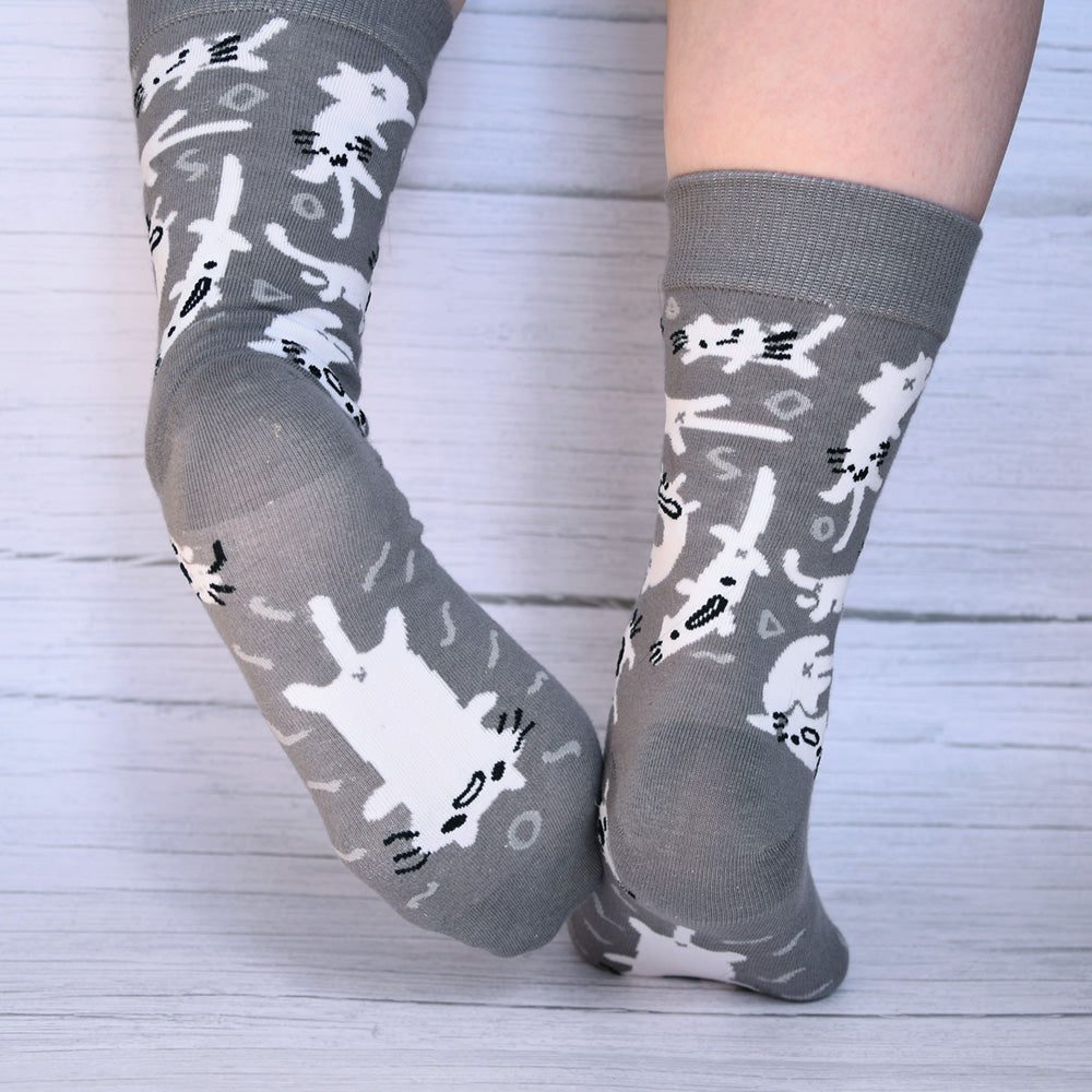 Squiggle Cat Crew Socks