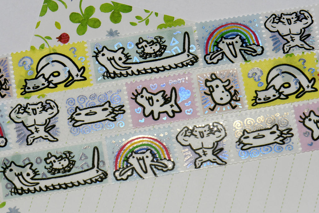 Squiggle Cat Foil Stamps Washi Tape