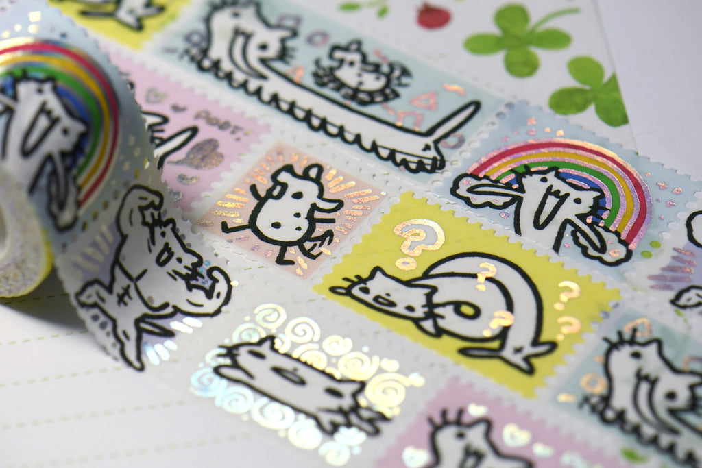 Squiggle Cat Foil Stamps Washi Tape
