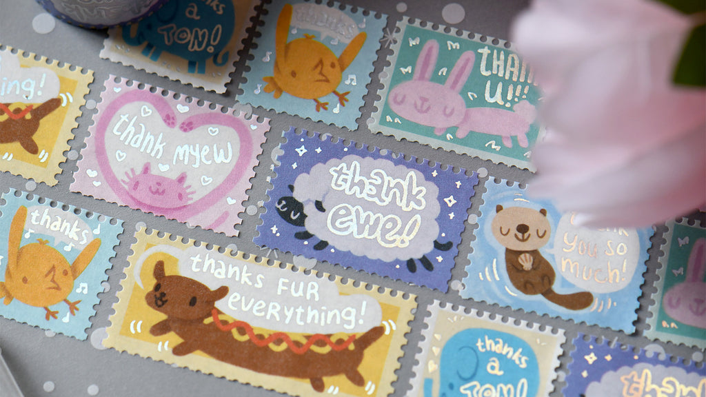 Thank You Punny Animals Foil Washi Tape