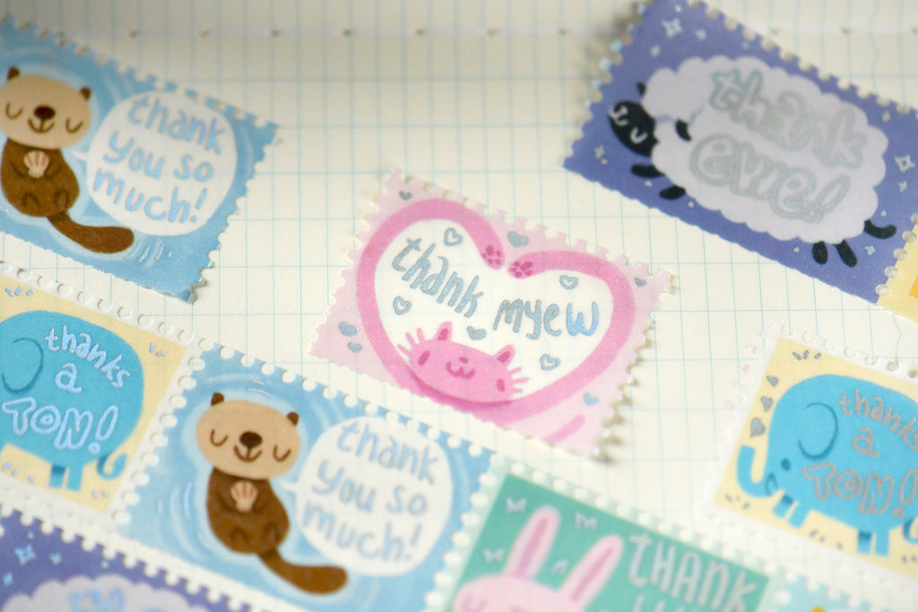 Thank You Punny Animals Foil Washi Tape