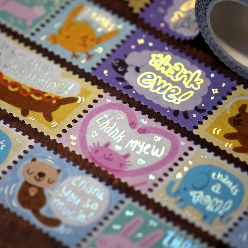 Thank You Punny Animals Foil Washi Tape