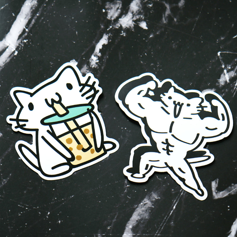 Squiggle Cats 3" Sticker Bobacat & Buff Cat