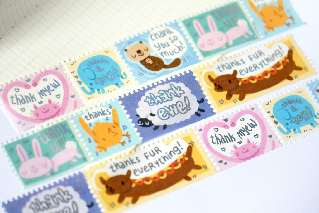Thank You Punny Animals Foil Washi Tape