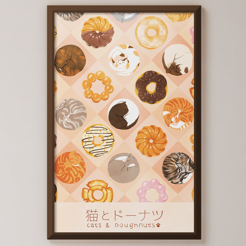Cats & Donuts Art Print
