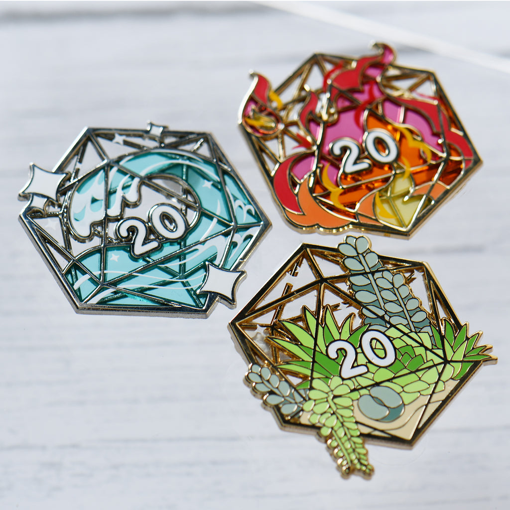 D20 Stained Glass Pins