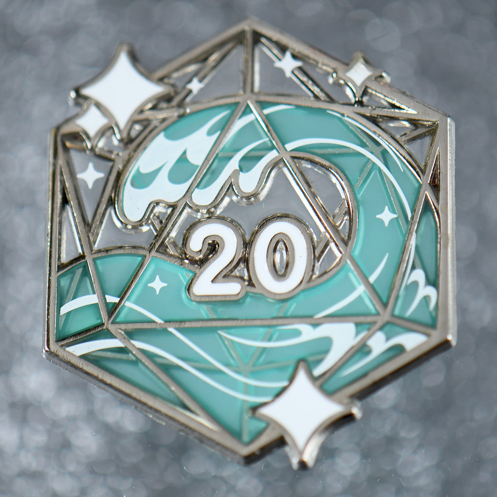 D20 Stained Glass Pins